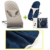 【今治タオルブランケットセットYE】babybjorn（ベビービョルン）バウンサー Bliss サンドグレー（バウンサーカバーイエローストライプ）
