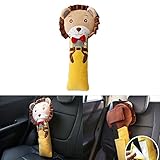 Sunsangシートベルト枕 、カーシートベルトカバー、キッズ 子供 ぬいぐるみおもちゃシートベルトストラップカバー、自動調節可能、子ともの頭、肩、胸を保護 (lion)