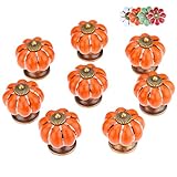 Hilitchi 8pcsヴィンテージPumpkinスタイルセラミックキャビネット引き出しドアプルノブハンドル オレンジ