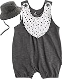 [Vaenait Baby]100%綿ベビー服ガールズロンパース肌着ボディスーツカバーオール帽子付きNicola Charcoal L