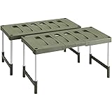 カインズ(CAINZ) ヨコ伸縮 押入れラック 2台入り 幅76.5～93.5cm 奥行37cm 高さ35～40cm グリーン ラック 収納 横幅調節可能