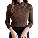 PALAME レディース リブニット セーター ハイネック 華奢見え 着回し力抜群 長袖 薄手 春秋冬