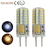 Pack of 2 GY6.35 Base 48 LEDs Silicon Light Waterproof AC DC 12V Instead of Halogen Lamp (White) [並行