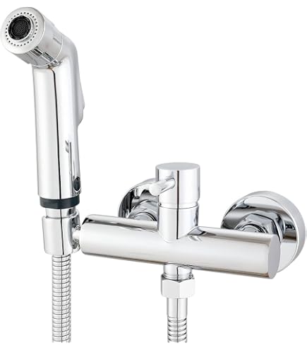 Bidet Hand Shower for Toilet Stainless Steel Portable Shattaf Kit Brushed Nickel Hand Bidet Cloth Sprayer Complete Set with Dual Function Water Flow