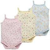 西松屋 [DRY WRAP] 鹿の子3枚組キャミソールロンパース肌着（小花柄） 【70cm・80cm・90cm・95cm】　80