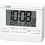 セイコークロック 置き時計 目覚まし時計 掛け時計 デジタル 温度湿度表示 PYXIS ピクシス 本体サイズ:9×10.5×4.2cm NR538W