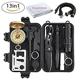 justech緊急サバイバルキット13 in 1、Miniサバイバルギアキットアウトドアサバイバルツールwith Thermal Blanket CarabinerブレスレットFire Starter