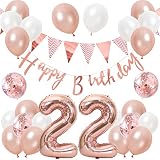誕生日 バルーン 風船セット 飾り付け 22歳 happy birthday ガーランド バースデー 飾り 大きい数字 ハッピーバースデー 紙吹雪風船 パーティー プレゼント サプライズ 大人 女の子 ローズゴールド