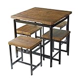 鉄脚 ダイニングセット ”GRAIN（グレイン）” テーブル イス セット アイアン スチール 鉄 ブルックリン インダストリアル 木 木目 高さ 高い 75センチ (５点セット)