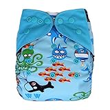 Charcoal Bamboo AIO All-in-one Cloth Diaper with Pocket (Diver) by Ecoable