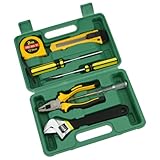 Greenery 家庭用 道具箱 7点セット ねじ回し 十字ねじ回し ラジオペンチ モンキーレンチ カッターナイフ 巻尺 電気テスター 多機能ツールボックス ドライバー 実用性が高い