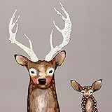 GreenBox – Frosted Buck &ベビー14 x 14キャンバス壁アート、by Eli Halpin