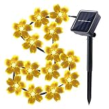 Flyz-JP　50輪の桜 祝日イルミネーション　太陽エネルギー　ソーラーストリングライト 　防水LEDさくらライトストリング クリスマスに最高 幸せな雰囲気を作る 屋外 防水 全長7m 桜の花をモチ