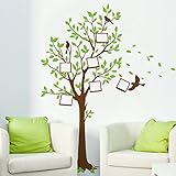 Amaonm? Giant Green Leaves Birds Family Photo Frame Tree Wall Decals Huge Family Picture Wall Stcike