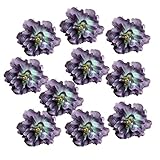 Perfk 造花　結婚式　ホーム飾り　ヨーロッパ風　牡丹花頭　春雰囲気　9センチメートル　10個　全6種選べ　人工シルク　 - 紫と緑, 9cm