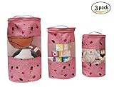 Earthwiseおもちゃストレージバッグ – ピンクIceクリーム& Popsicleの印刷のセット3バッグ小、中、大、ジッパー開閉部とトップハンドルW / SEE THROUGHウィンドウ