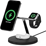 【VGP 2022受賞】Belkin 3 in 1 MagSafe充電器 最大15W高速充電 ワイヤレス充電器 MagSafe公式認証 iPhone 15 / 14 / 13 / 12 / Apple Watch / AirPods 対応 ブラック 
