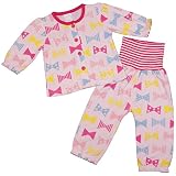 ガールズ|ベビー|パジャマ[enfant pur]腹巻付長袖パジャマ|上下セット|リボン柄|寝間着|接結パジャマ|女の子|女児|ガールズ 90cm ピンク
