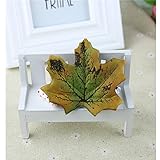 100pcs人工シルクMaple Leaf Autumn Fall LeafガーランドウェディングパーティーホームDecortion グリーン