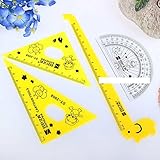 function-ruler新しいスタイルクリエイティブカートン図面定規学校ツール学生のためのかわいいキリンプラスチックストレートルーラーと三角定規 レッド 5646345082773
