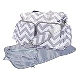 Trend Lab Chevron Deluxe Duffle Diaper Bag, Gray/White by Trend Lab