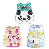Future Founder プリント防水ビブ 3枚セット ベビー 可愛い 食べこぼしポケット付 食事用スタイ EVA防水エプロン 離乳食 食事訓練 マジック式
