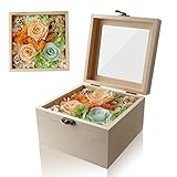 a-szcxtop Preserved新鮮で花高級木製ボックスNever withered RealローズEternal , Great贈り物forバレンタインの日Thanks Giving Day 