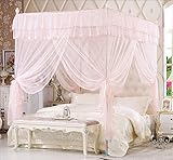 royal-ヨーロピアンスタイルスクエアトップMosquito Net three-door暗号化Thickeningシングルダブルベッドステンレススチールブラケット翡翠色 1.8*2.2m bed