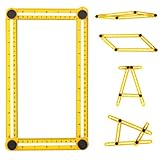 uvistare 自由スコヤ 物差し 筋交付き 四角 折り畳み スコヤ 可動定規　インチ目盛　マルチ アングル測定定規 プラスチック製