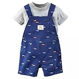 カーターズ Carter's 半袖Tシャツ ショートオール 上下 2点セット ベビー服 ブルークジラ (18months(78-83cm)) [並行輸入品]