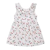 Cutelove 子供ドレス ガールズ 女の子 綿 夏 キッズ ホルタードレス 可愛い ノースリーブ チェリープリント プリンセスドレス おしゃれ ベストドレス 蝶結び ワンピース