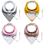 NaiFei ベビーバンダナDrool Bibsは乳首のホルダー、4パックのおしゃぶりホルダーびっくりとおしゃぶりのためのビブスギフト、100％オーガニックコットン、ソフト＆アブソープション、少年少女