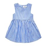 Cutelove 子供ドレス ガールズ 女の子 綿 可愛い 夏 キッズ 中空のハート型 ブルー格子ドレス ノースリーブ おしゃれ 素敵 ワンピース プリンセスドレス