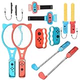 Switch Sports用 体感ゲームアクセサリー スイッチスポーツ 体感スポーツ対応 グリップ 対戦実装 没入感体験 Switch/Switch OLED ジョイコン グリップ用 ボクシング ゴルフ テニス ラケット ホームエンタテインメント(12 in1 セット)