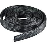 100 FT 3/8" Black Expandable Wire Cable Sleeving Sheathing Braid Loom Braided [並行輸入品]