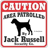 CAUTION AREA PATROLLED By Jack Russell Security Co. サインボード：ジャックラッセル [並行輸入品]