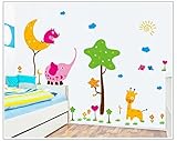 Large Dream Animal Park Nursery Baby Room Wall Vinyl Decals Stickers - Moon, Star, Trees, Elephant, 