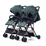 (Newox) ベビーカー 二人乗りベビーカー 双子ベビーカー リクライニング機能 独立使用可能 物置カゴ付き (Green)