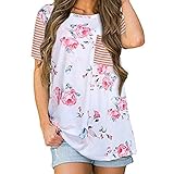 上着 レディース BOBOGOJP 女性 魅力 ファッション 花柄/ストライプ 半袖 tシャツ 丸首シャツ 肩出し トップス カジュアル T-Shirt プルオーバー 着痩せ 柔らかい 夏 春 秋 T