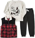 Kids Headquarters Baby 3 Pieces Vest Set-Sherpa Lined Collar Red 24 Months [並行輸入品]