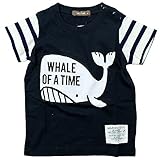 《春夏対応》 nico hrat(ニコフラート) 製品洗い加工済み 42/2天竺半袖くじらTシャツ 120cm /NV NO.B-270105