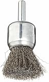 Weiler Wire End Brush, Coated Cup, Round Shank, Stainless Steel 302, Crimped Wire, 3/4" Diameter, 0.