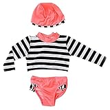 jojobaby 3pcs長袖ドットプリントラッシュガードSun保護水着キャップ付きベビーGirls幼児用子供用