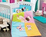 Giraffe, Owl Elephant & Butterfly Baby Crib Bedding Nursery Set 6pcs Limited Edition by Nyri Store [