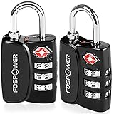 荷物ロックTSA承認、FosPower Openアラートインジケータ3桁コンビネーション南京錠旅行バッグ、スーツケース、ロッカー、ジム、のバイクのロックまたは他 2 Pack FBAUK-FOSHO-