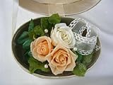 天然誕生石淡水パールアクセサリー付　6月のバースデーフラワー香る BOXアレンジオレンジのバラのプリザーブドフラワー