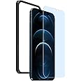 iPhone 12 Pro Max ガラスフィルム ブルーライトカット ガイド枠付き 日本メーカー 保護フィルム 強化ガラス 硬度10H 2強 指紋防止 全面保護 かんたん貼り付け 【WANLOK】iP12 6.7 blue