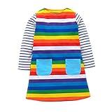 (プタス)Putars ベビー服 子供服 女の子 ワンピース 長袖 虹色 レインボー カラフル 可愛い 秋冬 オシャレ 通園 発表会 旅行 記念日 プレゼント 12ヶ月-6歳