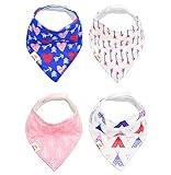 Stylish Baby Bandana Bibs , 100% Organic Cotton Front , Soft and Absorbent Infant and Toddler Access