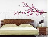PopDecors - Properous Cherry Blossom Wall Decals - Beautiful Tree Wall Decals for Kids Rooms Teen Gi